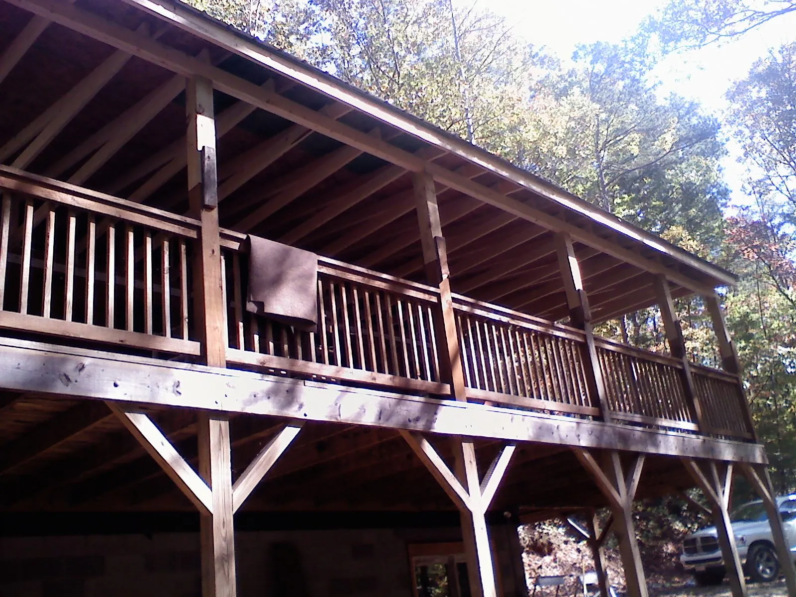 Timber framing under a new elevated porch and deck — Roof Leak Repair in Gardnerville by Roofing Brothers