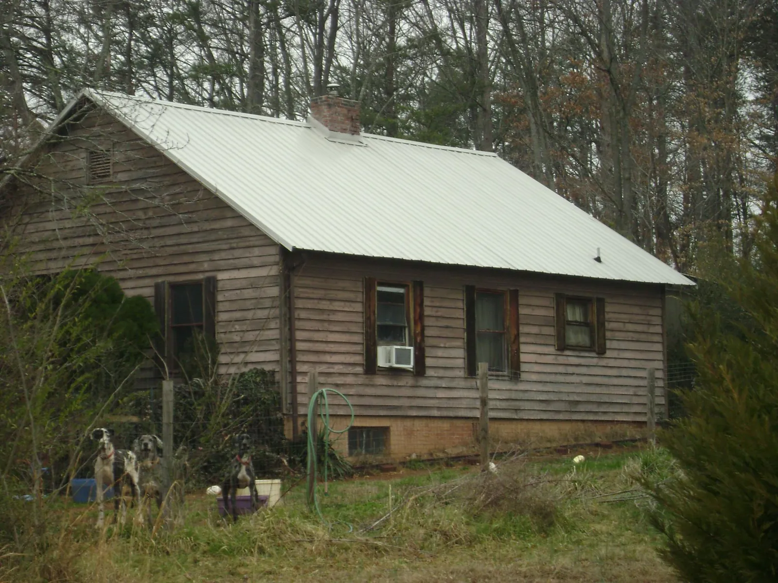 White metal roof on an old wood sided farmhouse, from a Metal Roof Installation job in Gardnerville